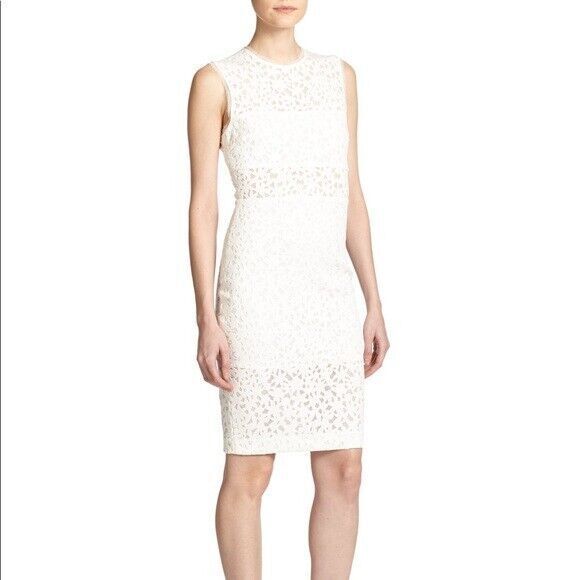 Elizabeth and James Levine Ivory Midi Dress Laser Cut Bodycon Sheer‎ Panel NEW 4 - Picture 15 of 15